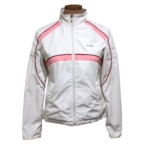 Ellesse Jacket Size Medium White Pink Striped Full Zip Track